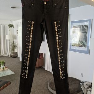 Tripp NYC skinny jeans with rivets safety pins, Sz 9